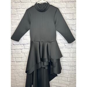 GS Love Unique Rare Black High Low Long Sleeve High Neck Formal Dress Plus SZ 1X